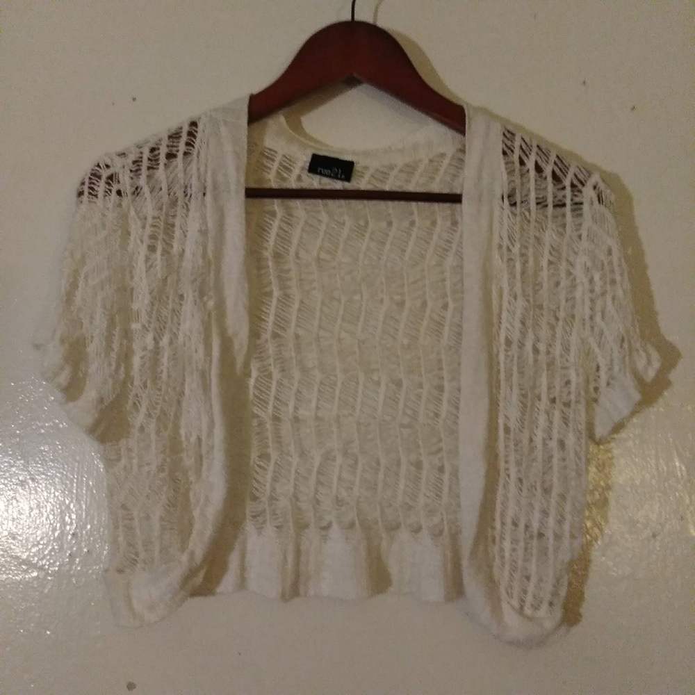 Off-White Crocheted Bolero Style Shrug